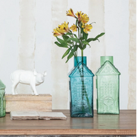 Pressed Glass House Shaped Vase