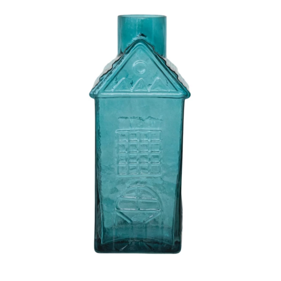 Pressed Glass House Shaped Vase