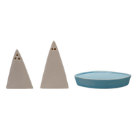 Stoneware Sail Shaped Salt & Pepper Shaker Set