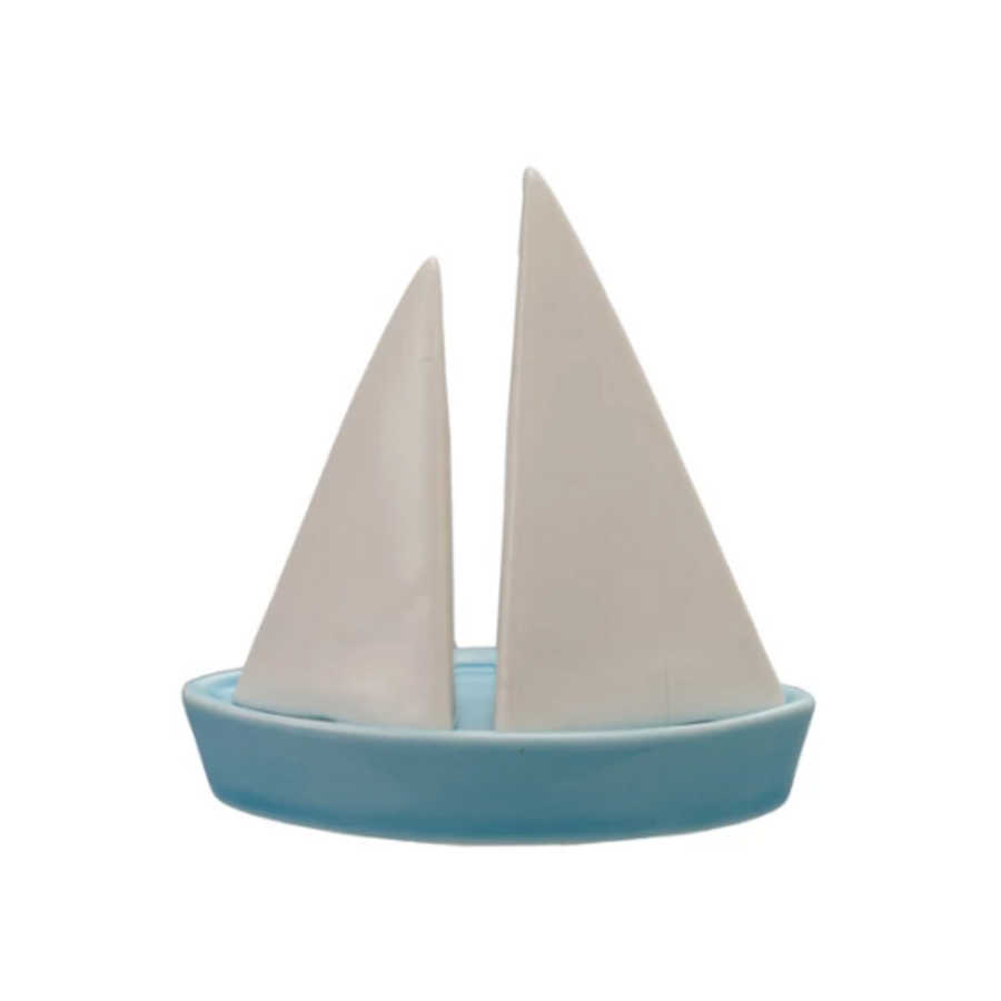 Stoneware Sail Shaped Salt & Pepper Shaker Set