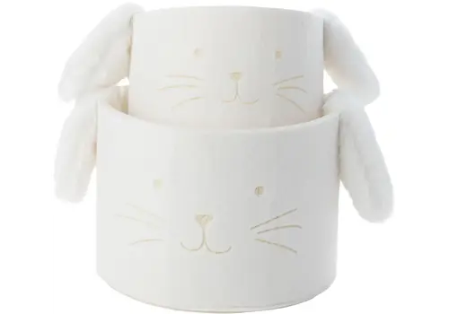  Silver Tree Home & Holiday Felt Bunny Basket White 