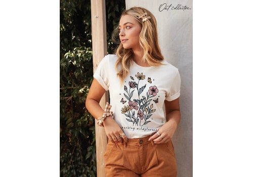  Oat Collective RAISING WILDFLOWERS Graphic T-shirt Vintage White 