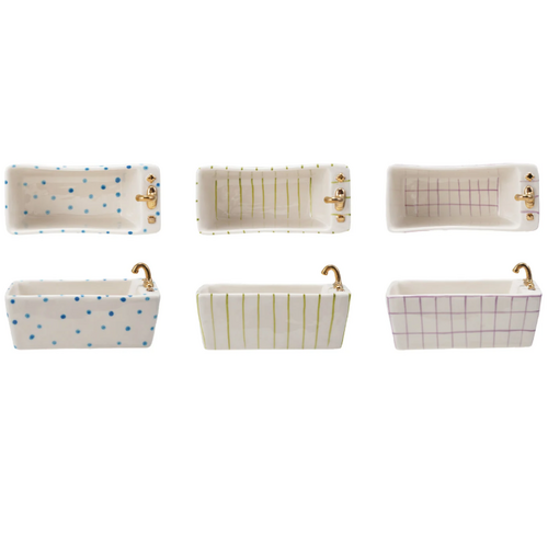  Creative Co-Op Stoneware Bathtub Shaped Dish 