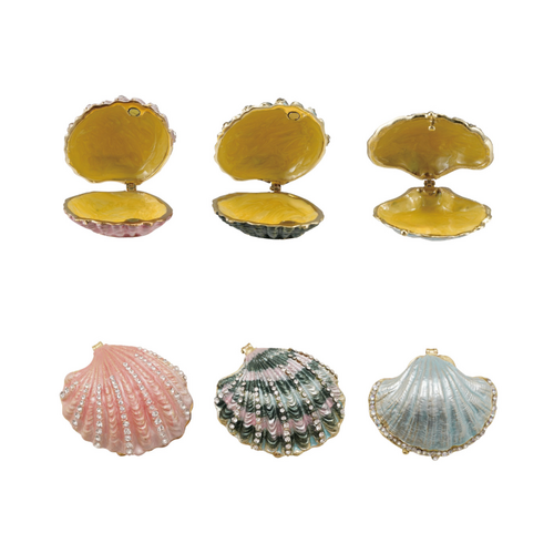  Creative Co-Op Shell Shaped Trinket Box with Jewels 