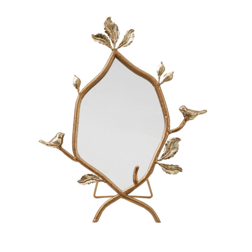  Creative Co-Op Metal Twig Framed Standing Mirror with Birds & Leaves 