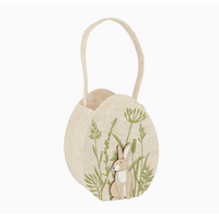 Felt Egg Basket Natural/Green Floral