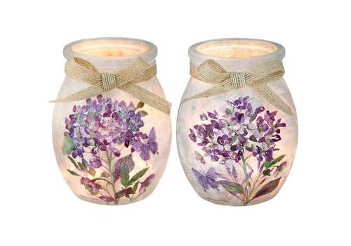  Stony Creek Purple Hydrangea Pre-Lit Small Jar 