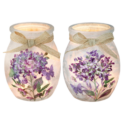  Stony Creek Purple Hydrangea Pre-Lit Small Jar 