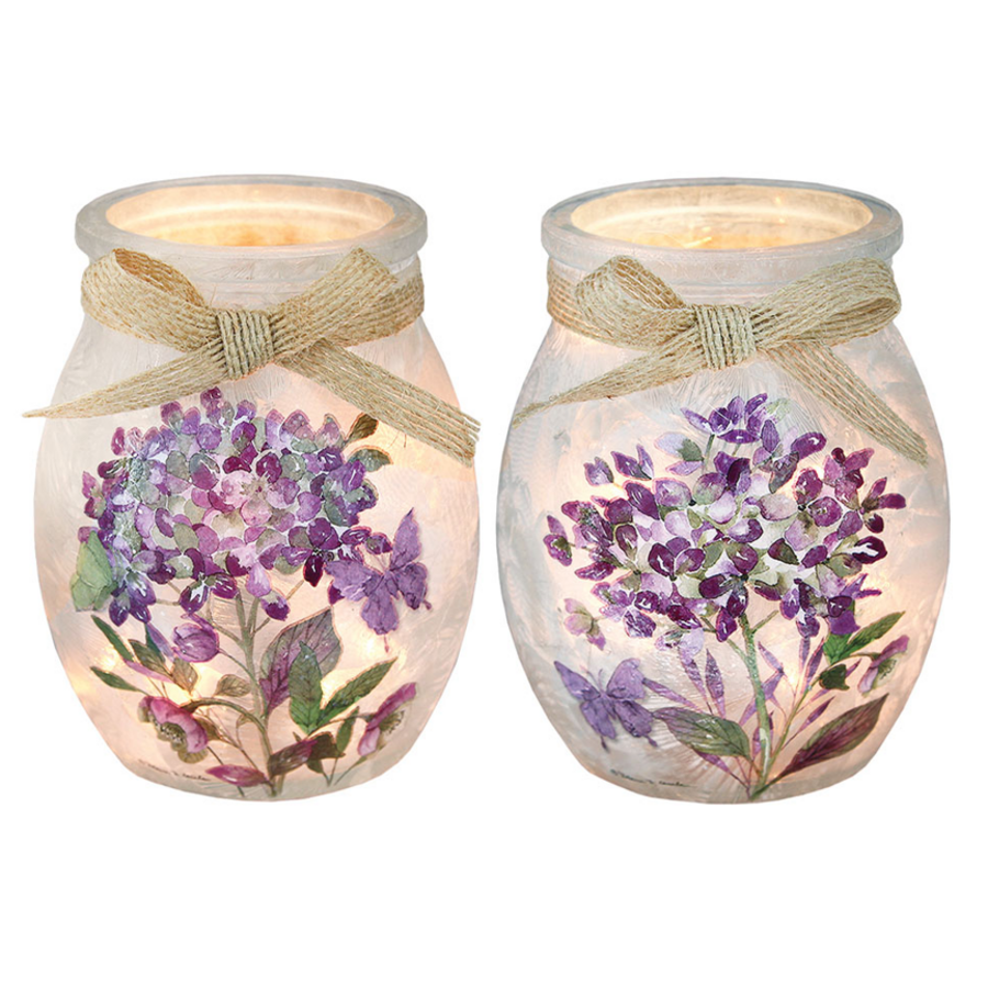 Purple Hydrangea Pre-Lit Small Jar