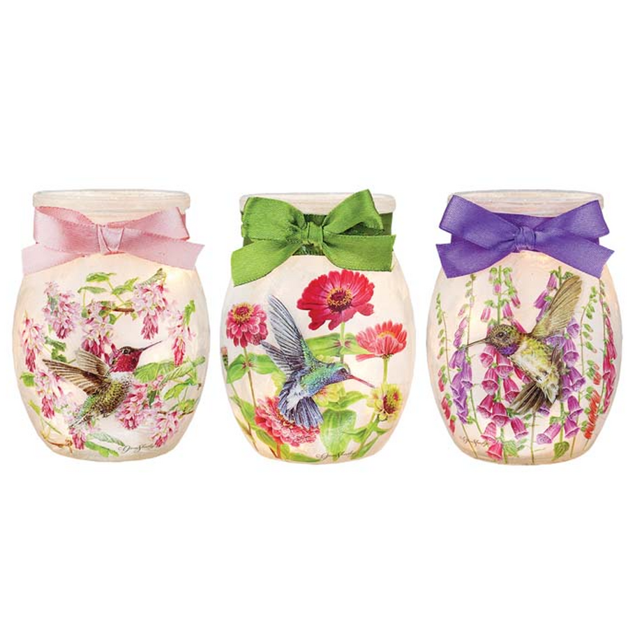 Hummingbirds Pre-Lit Small Jar