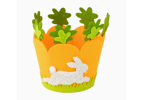  Silver Tree Home & Holiday Felt Carrot Shape Basket with Bunny 