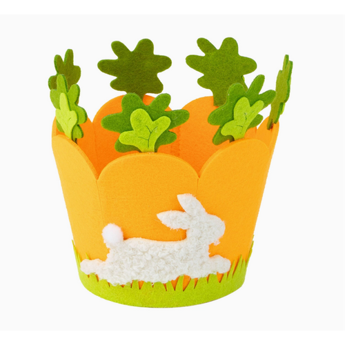  Silver Tree Home & Holiday Felt Carrot Shape Basket with Bunny 
