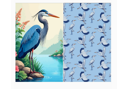  Buzzee Blue Heron Double Sided Waffle Weave Towel 