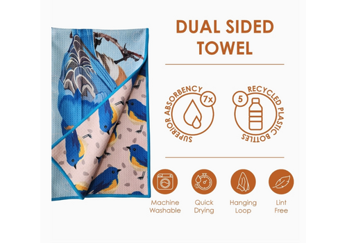 Buzzee Blue Bird Double Sided Waffle Weave Towel 