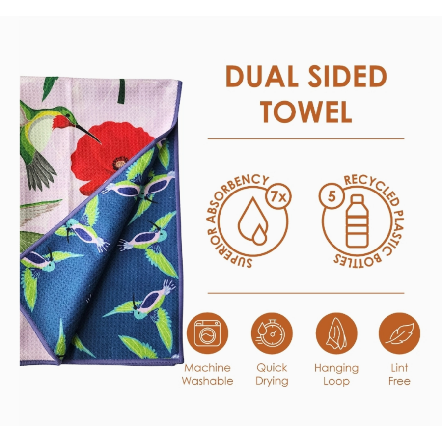 Hummingbird Double Sided Waffle Weave Towel