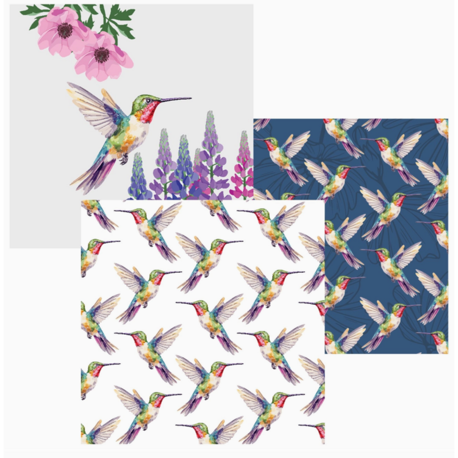 Hummingbird Dual Sided Cloths Set of 3