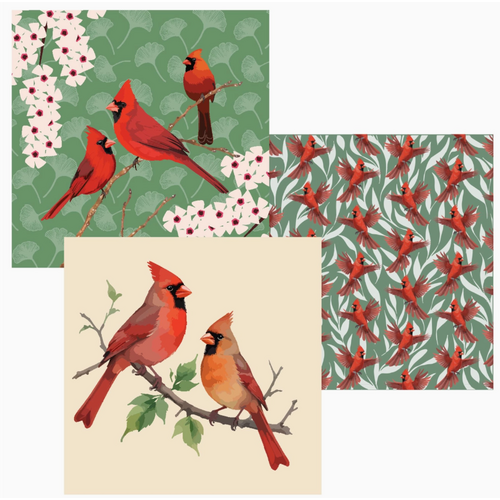  Buzzee Cardinal Dual Sided Cloths Set of 3 