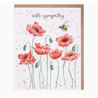 Poppies and Bee Sympathy Card