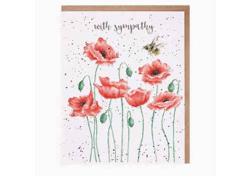  Wrendale Designs Poppies and Bee Sympathy Card 