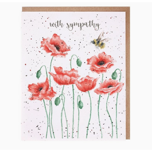  Wrendale Designs Poppies and Bee Sympathy Card 