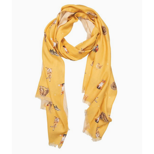  Wrendale Designs Woodlanders Scarf Mustard 