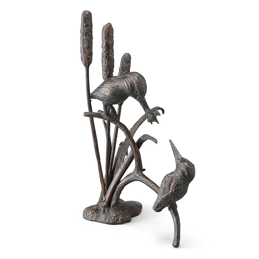 Feeding Kingfisher Couple Garden Sculpture