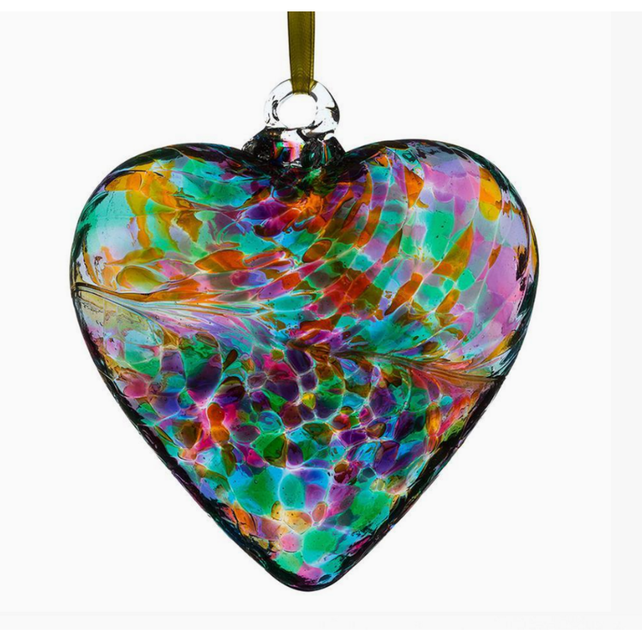 8cm Blown Glass Friendship Heart Multicolored