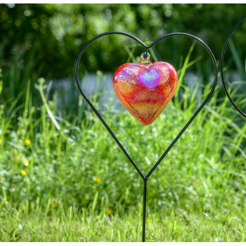  Sienna Glass Heart Shaped Garden Display Stand 