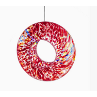 Handblown Glass Hanging Bird Feeder Red