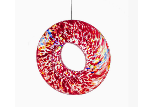  Sienna Glass Handblown Glass Hanging Bird Feeder Red 
