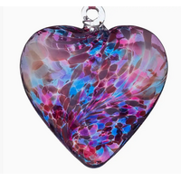 8cm Blown Glass Friendship Heart Blue & Pink