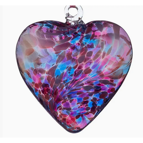  Sienna Glass 8cm Blown Glass Friendship Heart Blue & Pink 