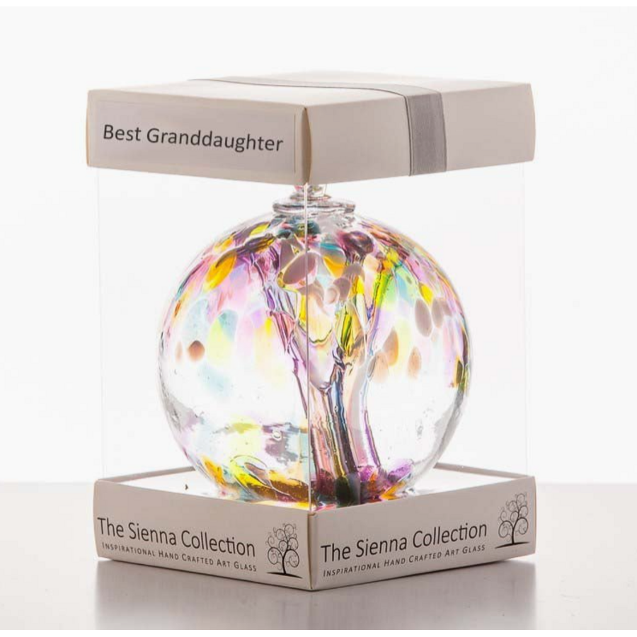 10cm Blown Glass Friendship Ball Best Granddaughter