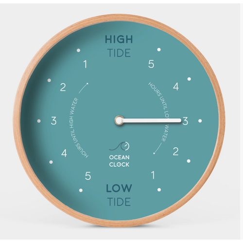  Ocean Clock Turquoise Wooden Tide Clock 