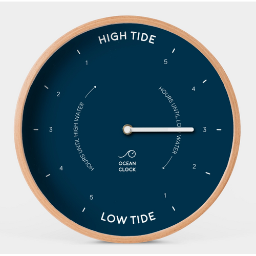  Ocean Clock Navy Blue Wooden Tide Clock 