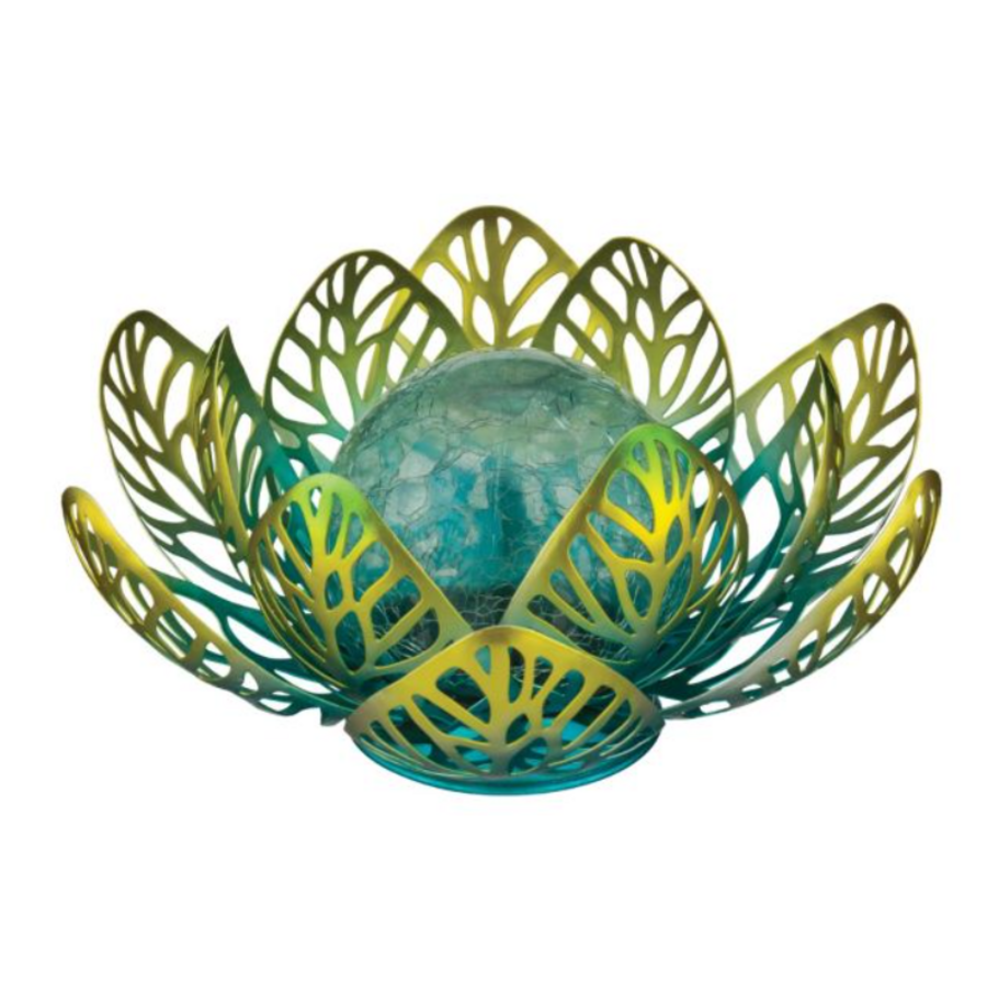 Floral Tabletop Solar Decor Blue Yellow