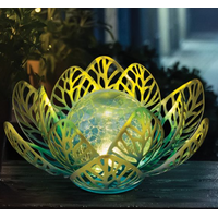 Floral Tabletop Solar Decor Blue Yellow