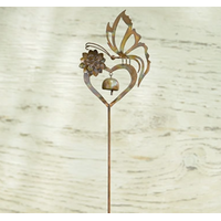 Butterfly on Heart Garden Stake