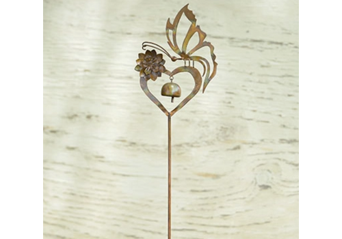  Butterfly on Heart Garden Stake 
