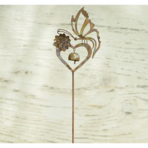  Butterfly on Heart Garden Stake 