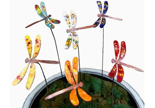  Clever Goods Small Copper Enamel Dragonfly on Stake 