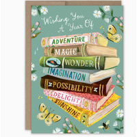 Book Stack Birthday Card