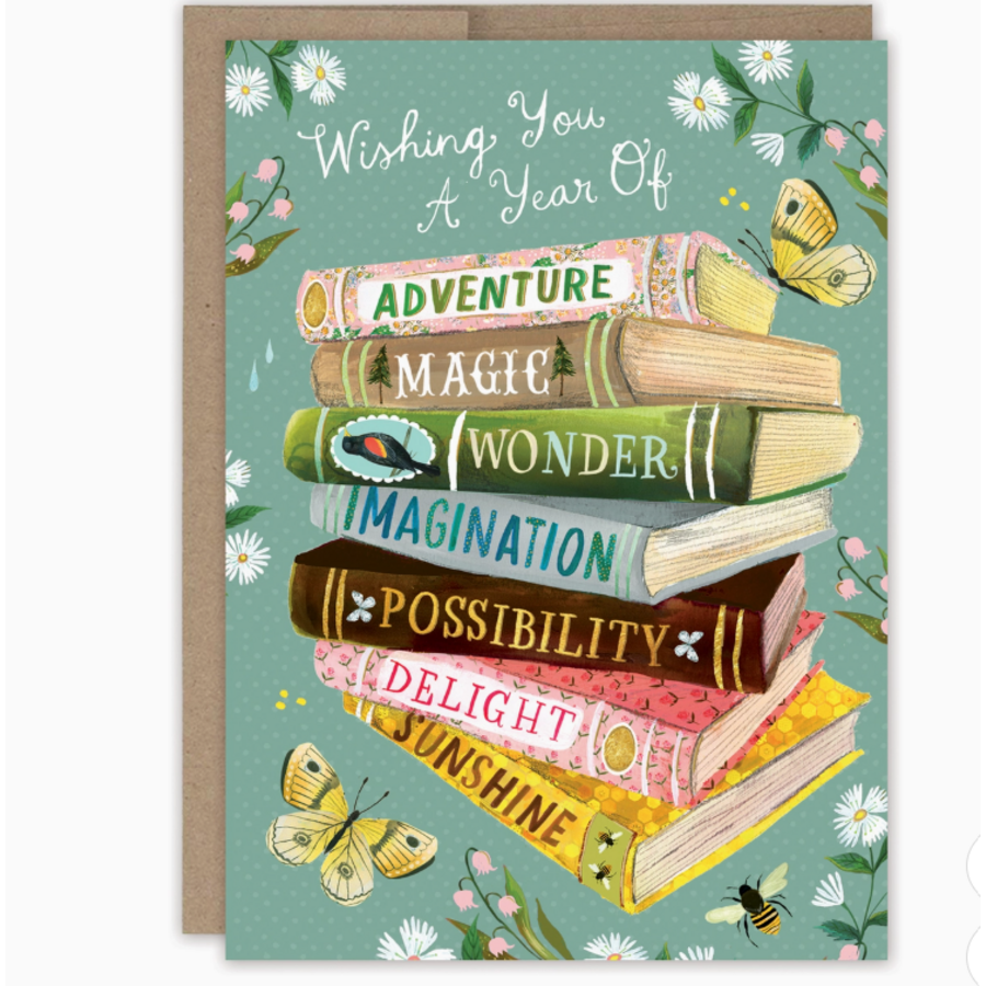 Book Stack Birthday Card
