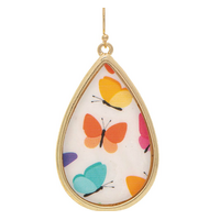 Gold White Shell Butterfly Earrings