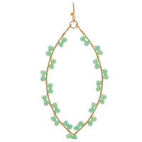 Gold Green Wire Wrap Bead Ellipse Earrings