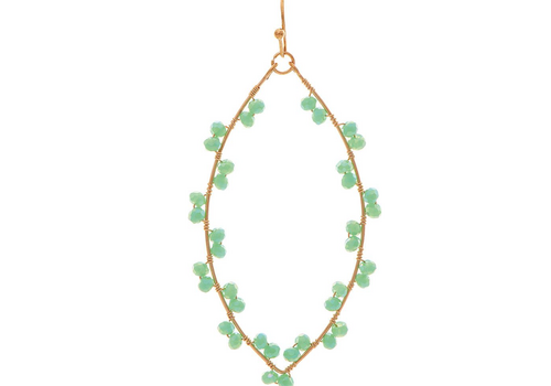  Rain Jewelry Collection Gold Green Wire Wrap Bead Ellipse Earrings 