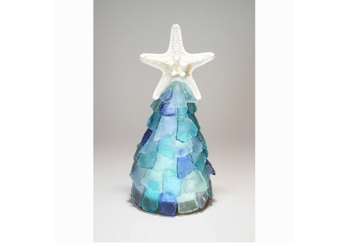  Salty Signs Designs 6" Seaglass Tree with Lights Ocean w/Cobalt 