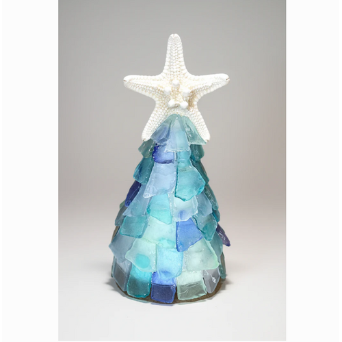  Salty Signs Designs 6" Seaglass Tree with Lights Ocean w/Cobalt 