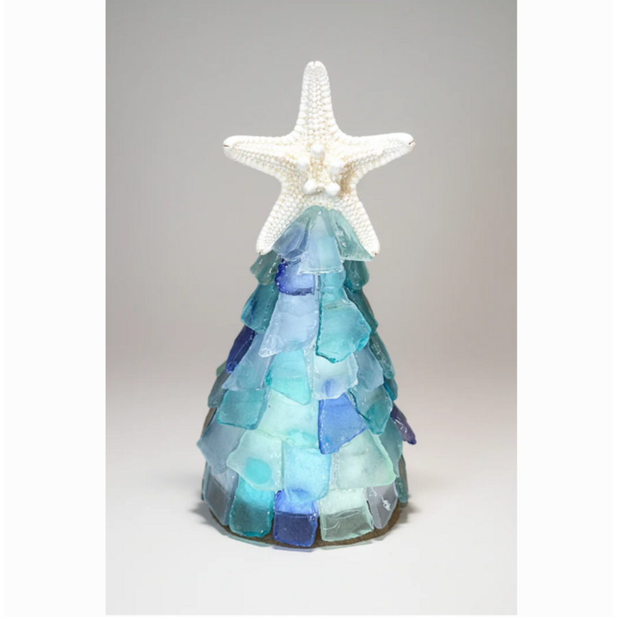 6" Seaglass Tree with Lights Ocean w/Cobalt