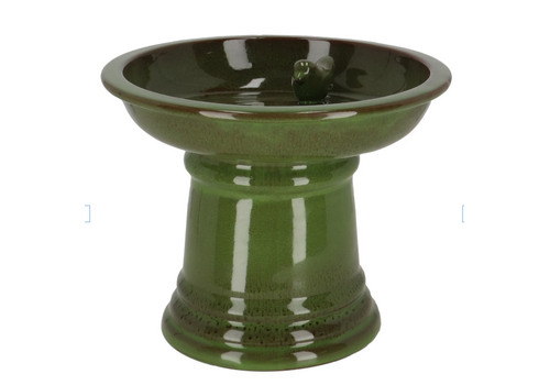  Bradley Caldwell, Inc Ceramic Round Footed Birdbath Green 